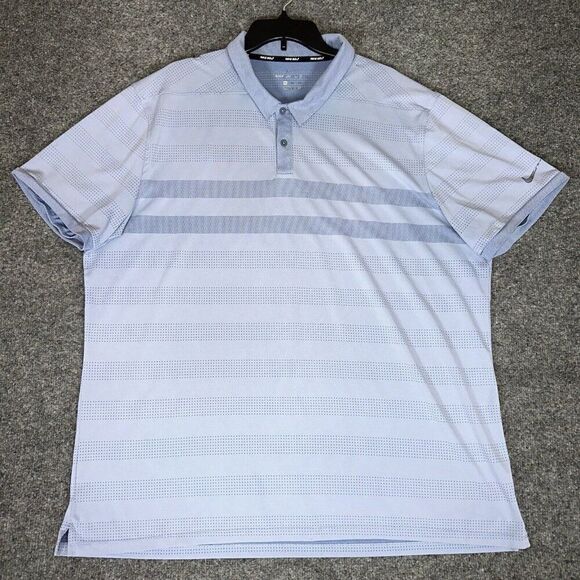 Nike Zonal Cooling Polo Shirt Men 2XL Blue Striped Short Sleeve Performance Golf - Picture 1 of 7